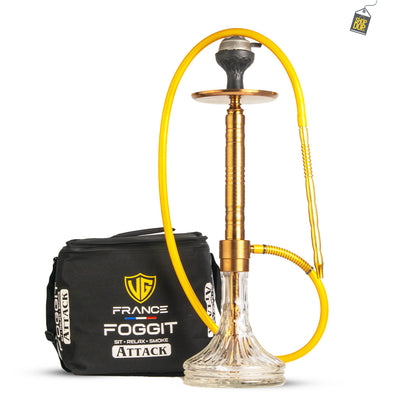 Attack Hookah with Bag - Bronze Stem / Transparent Base