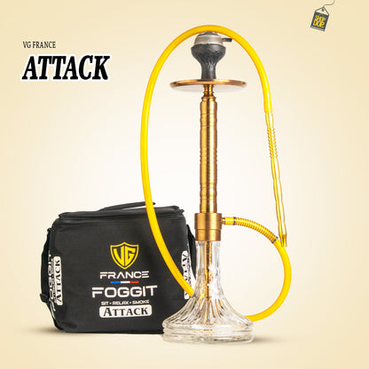 Attack Hookah with Bag - Bronze Stem / Transparent Base