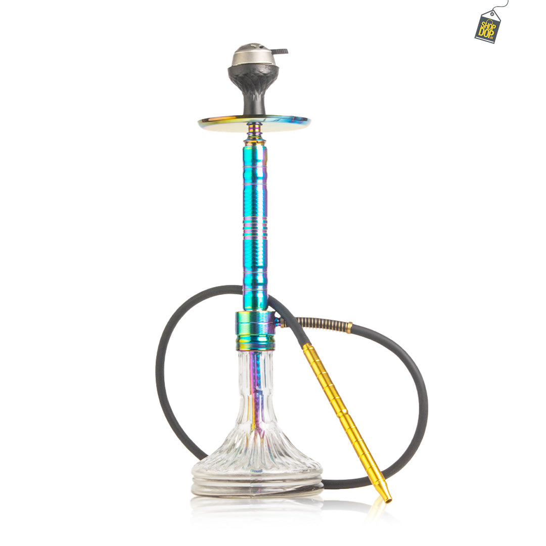 Attack Hookah with Bag - Rainbow Stem / Transparent Base