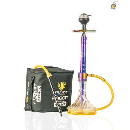 Attack Hookah with Bag - Rainbow Stem / Golden Base