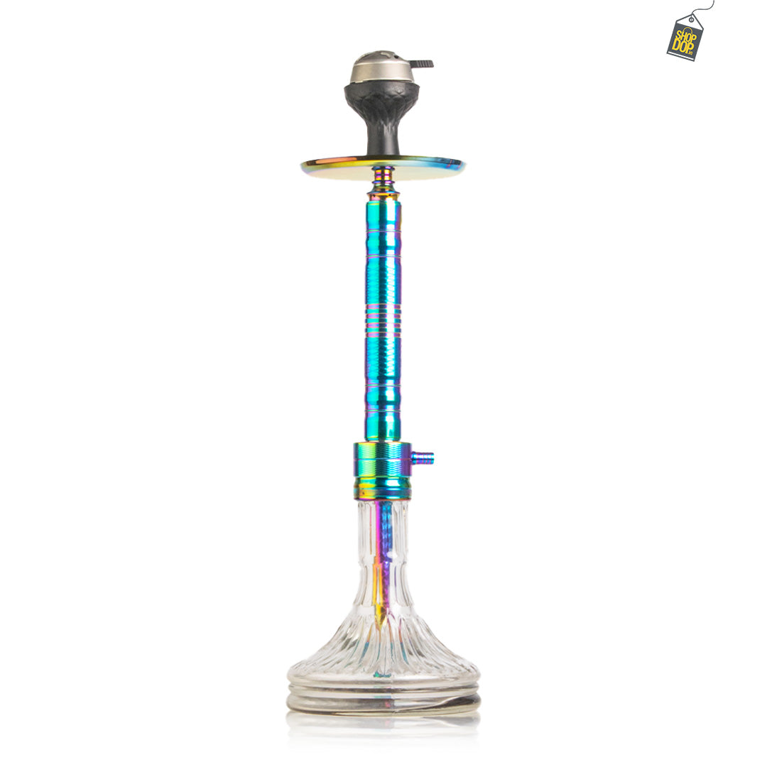 Attack Hookah with Bag - Rainbow Stem / Transparent Base