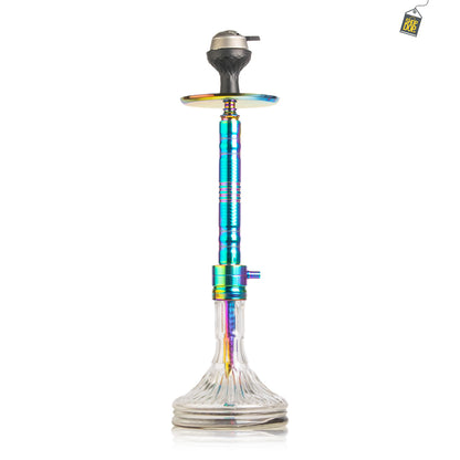 Attack Hookah with Bag - Rainbow Stem / Transparent Base