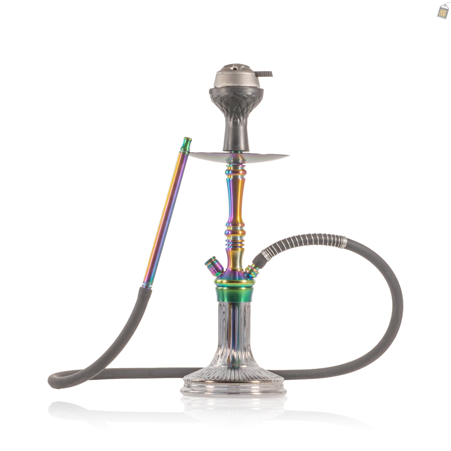 COCOYAYA Barcelona Hookah with Bag - Rainbow Stem / Grey Base