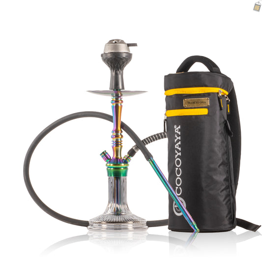 COCOYAYA Barcelona Hookah with Bag - Rainbow Stem / Grey Base