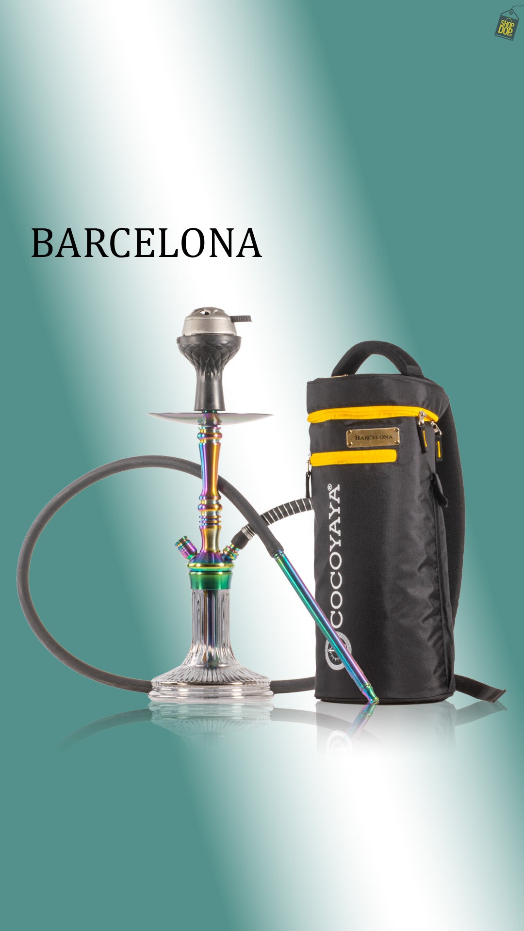 COCOYAYA Barcelona Hookah with Bag - Rainbow Stem / Grey Base