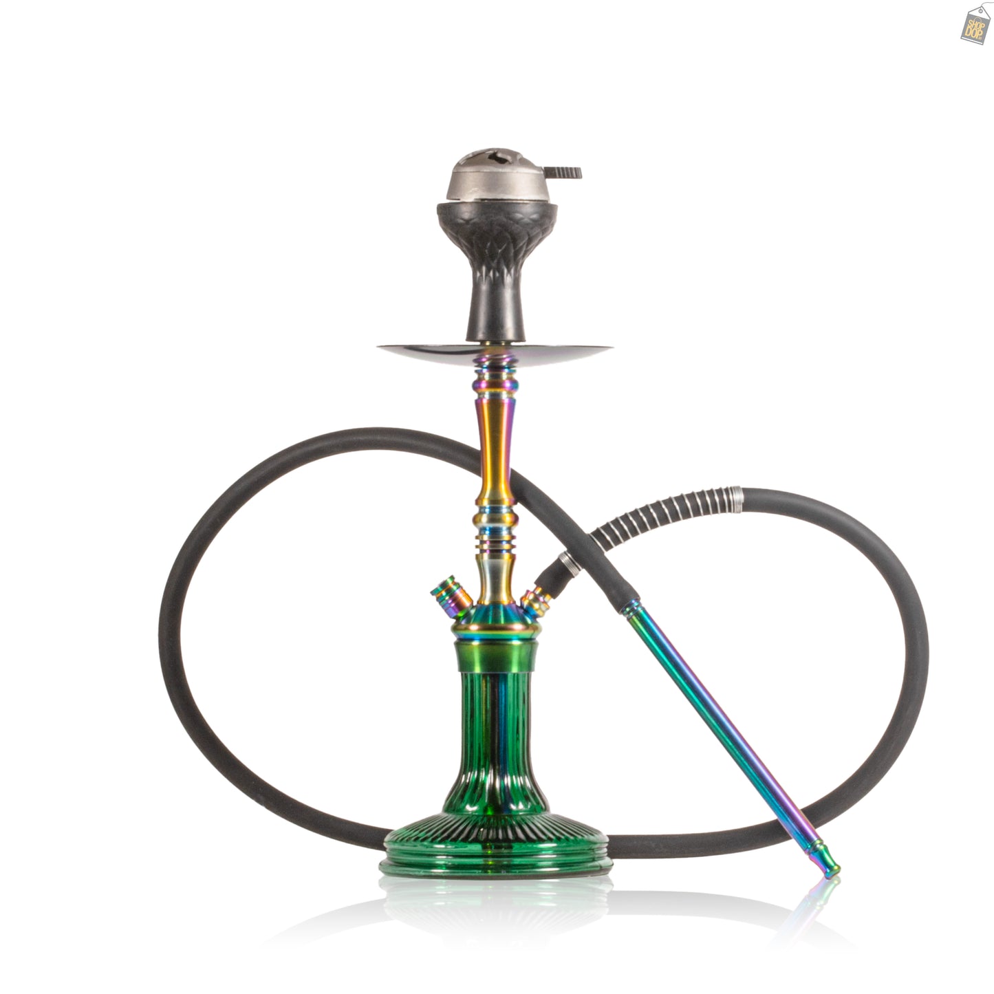 COCOYAYA Barcelona Hookah with Bag - Rainbow Stem / Green Base
