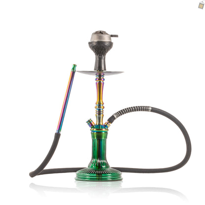 COCOYAYA Barcelona Hookah with Bag - Rainbow Stem / Green Base