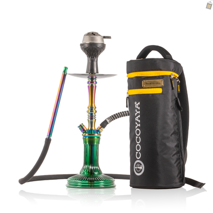 COCOYAYA Barcelona Hookah with Bag - Rainbow Stem / Green Base