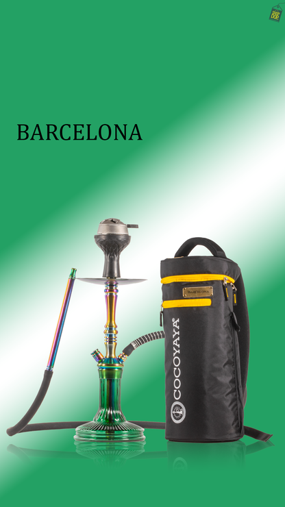 COCOYAYA Barcelona Hookah with Bag - Rainbow Stem / Green Base