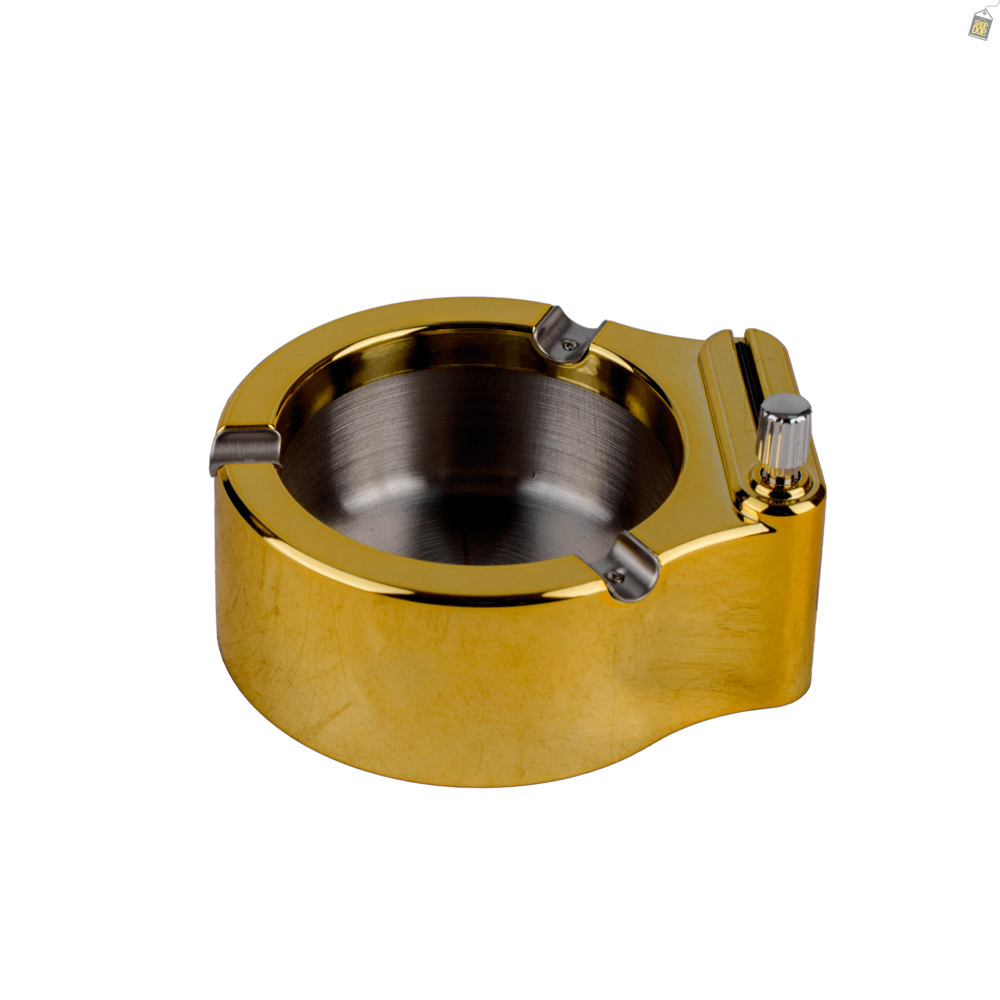 Basin Ashtray with Inner Lighter - Gold