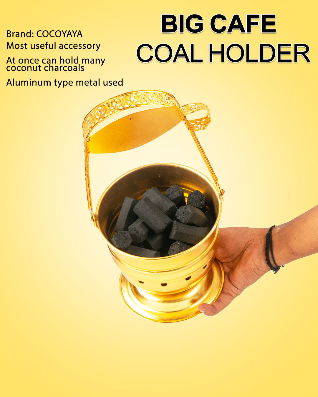 Big Cafe Hookah Coal Holder - Golden