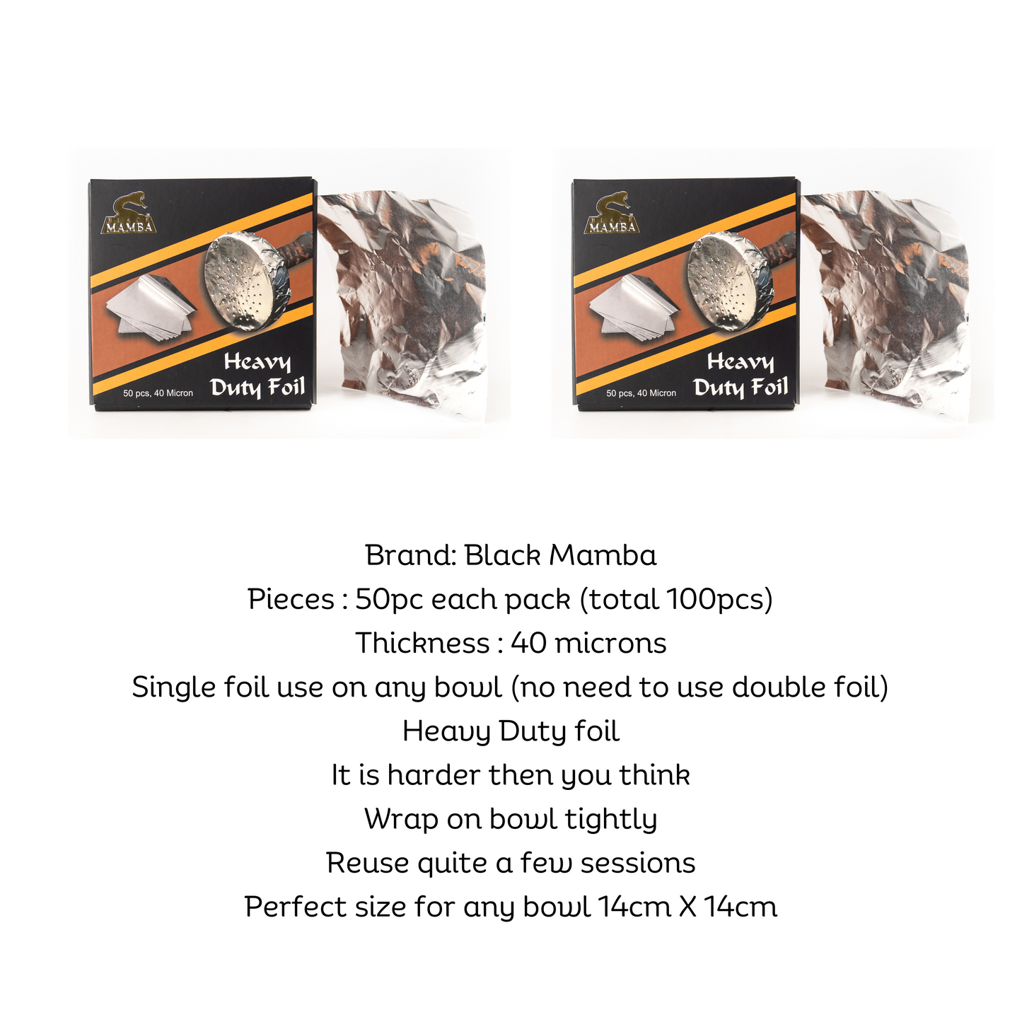 Black Mamba Aluminum Foil 50pcs - 40 Micron (Pack of 2)