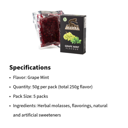 Black Mamba Herbal Grape Mint Hookah Flavor (Pack of 5)