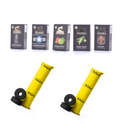 ब्लैक मांबा हर्बल हुक्का फ्लेवर (5 का पैक) 2 मैजिक कोल रोल के साथ