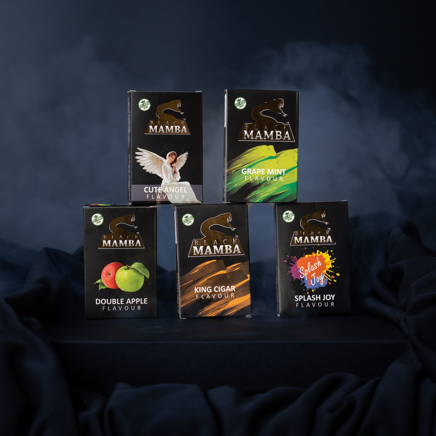 ब्लैक मांबा हर्बल हुक्का फ्लेवर (5 का पैक) 2 मैजिक कोल रोल के साथ