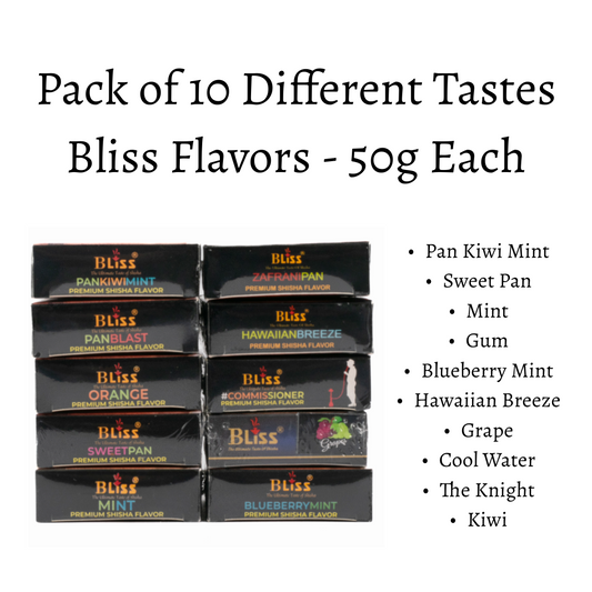 Combo - Different Bliss Hookah Flavors - 50g (Pack of 10)