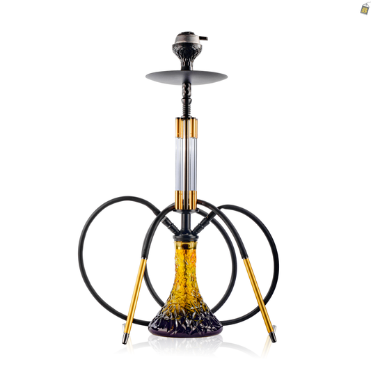 Bollard Dual Hose Hookah - Gold