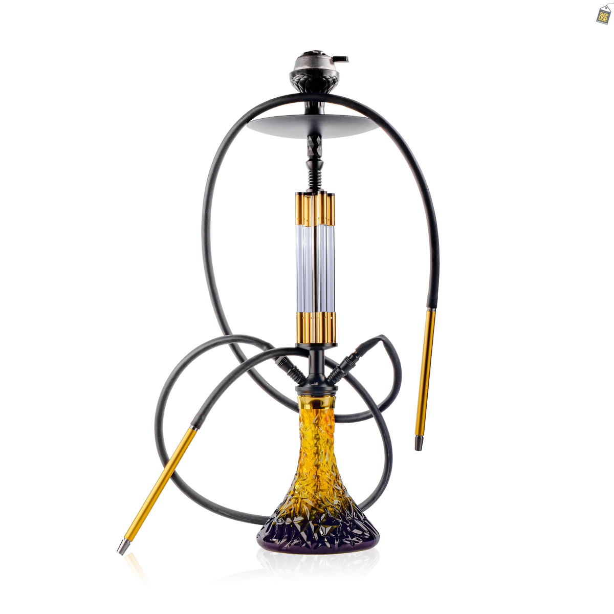 Bollard Dual Hose Hookah - Gold
