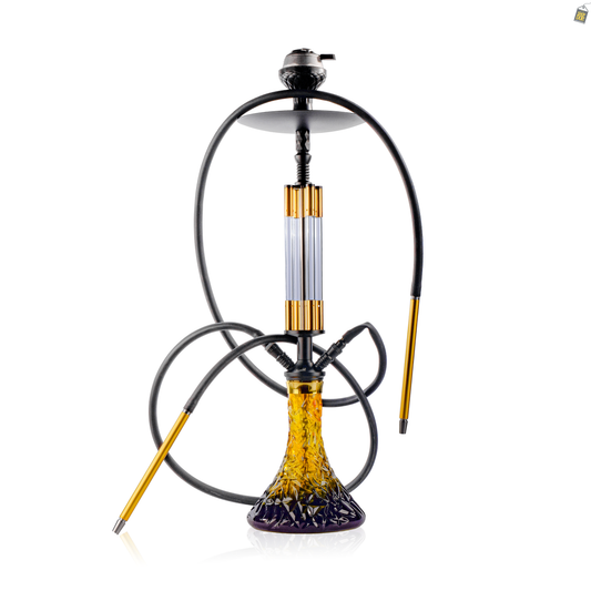 Bollard Dual Hose Hookah - Gold