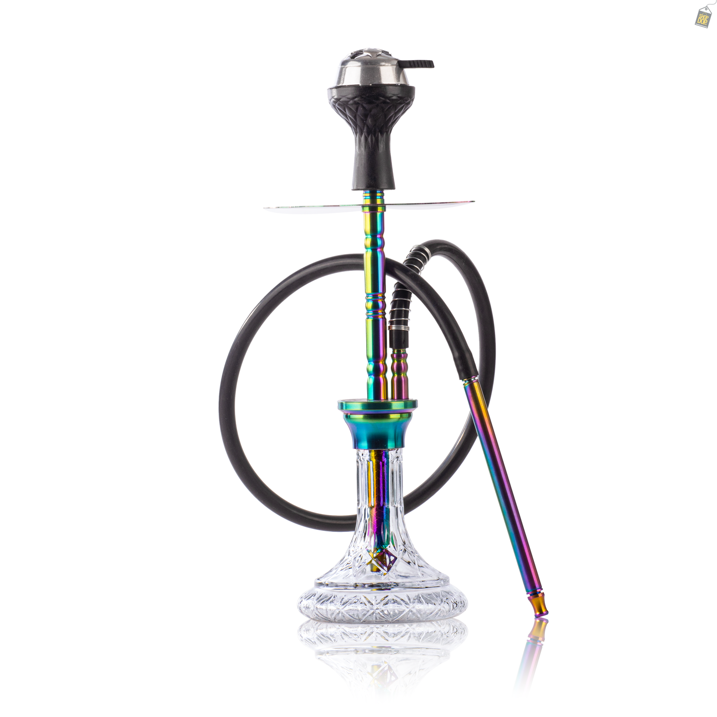 COCOYAYA Boro Bora Hookah with Bag - Rainbow Stem / Transparent Base