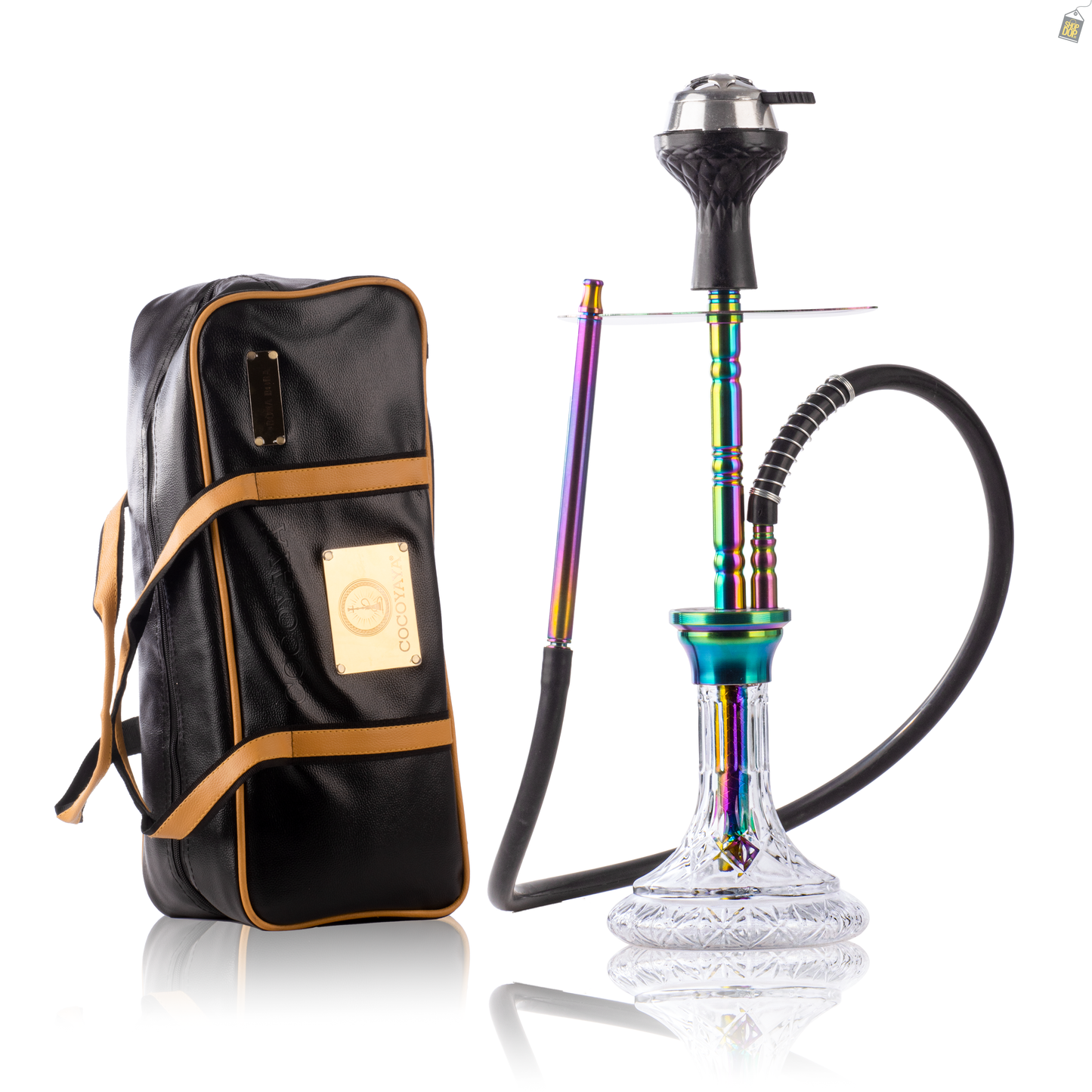 COCOYAYA Boro Bora Hookah with Bag - Rainbow Stem / Transparent Base
