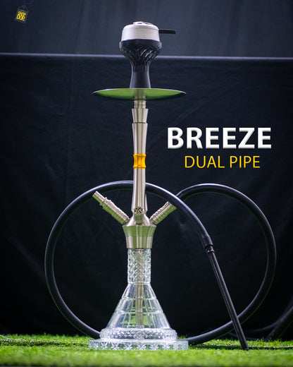 Breeze Dual Pipe Hookah - Yellow