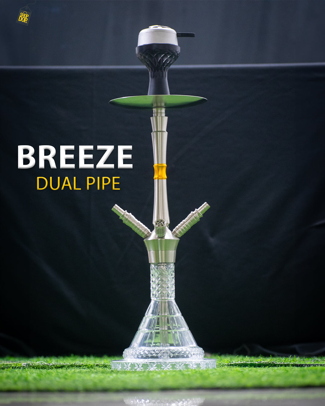 Breeze Dual Pipe Hookah - Yellow