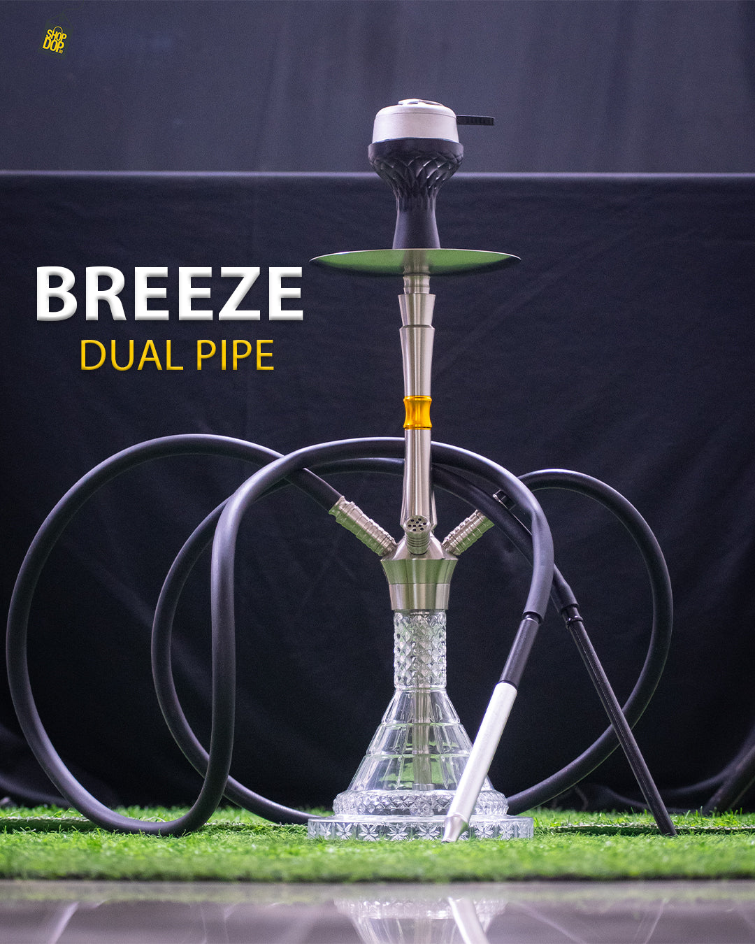 Breeze Dual Pipe Hookah - Yellow