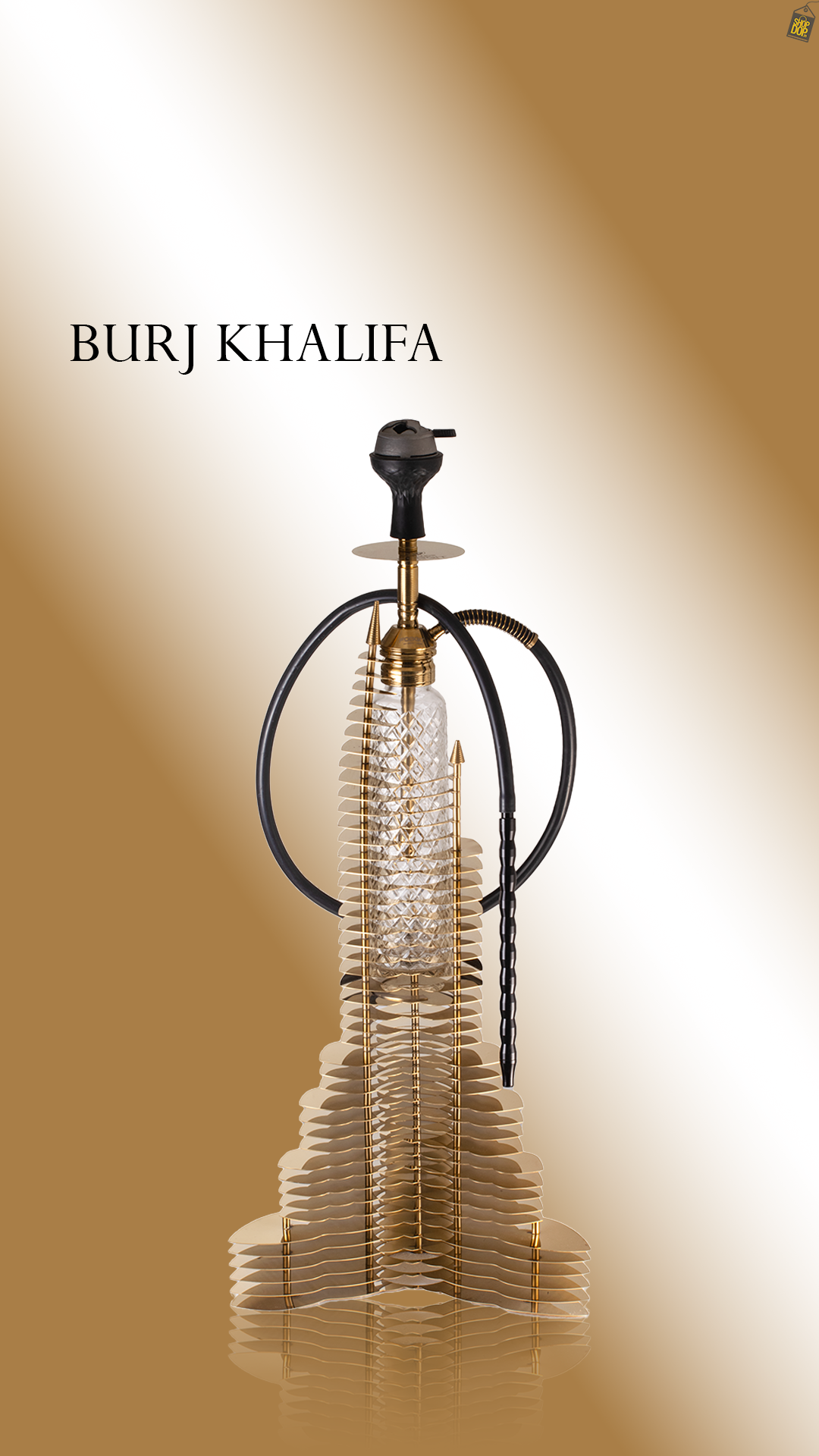 VG Burj Khalifa Hookah with Bag - Golden