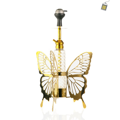 VG France Butterfly Hookah with 3 Bags (LED & Remote) - Golden