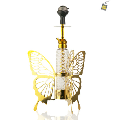 VG France Butterfly Hookah with 3 Bags (LED & Remote) - Golden