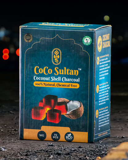 COCO Sultan Hookah Coconut Coal 1kg - 72pcs (FREE Glove Inside)