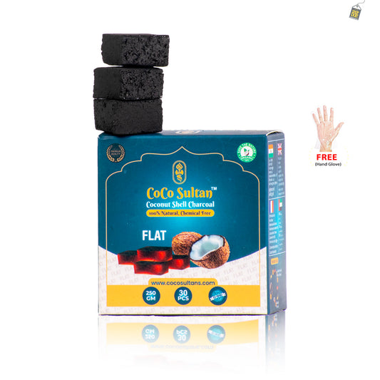 COCO Sultan Hookah Flat Coconut Coal 250g - 30pcs (FREE Glove Inside)