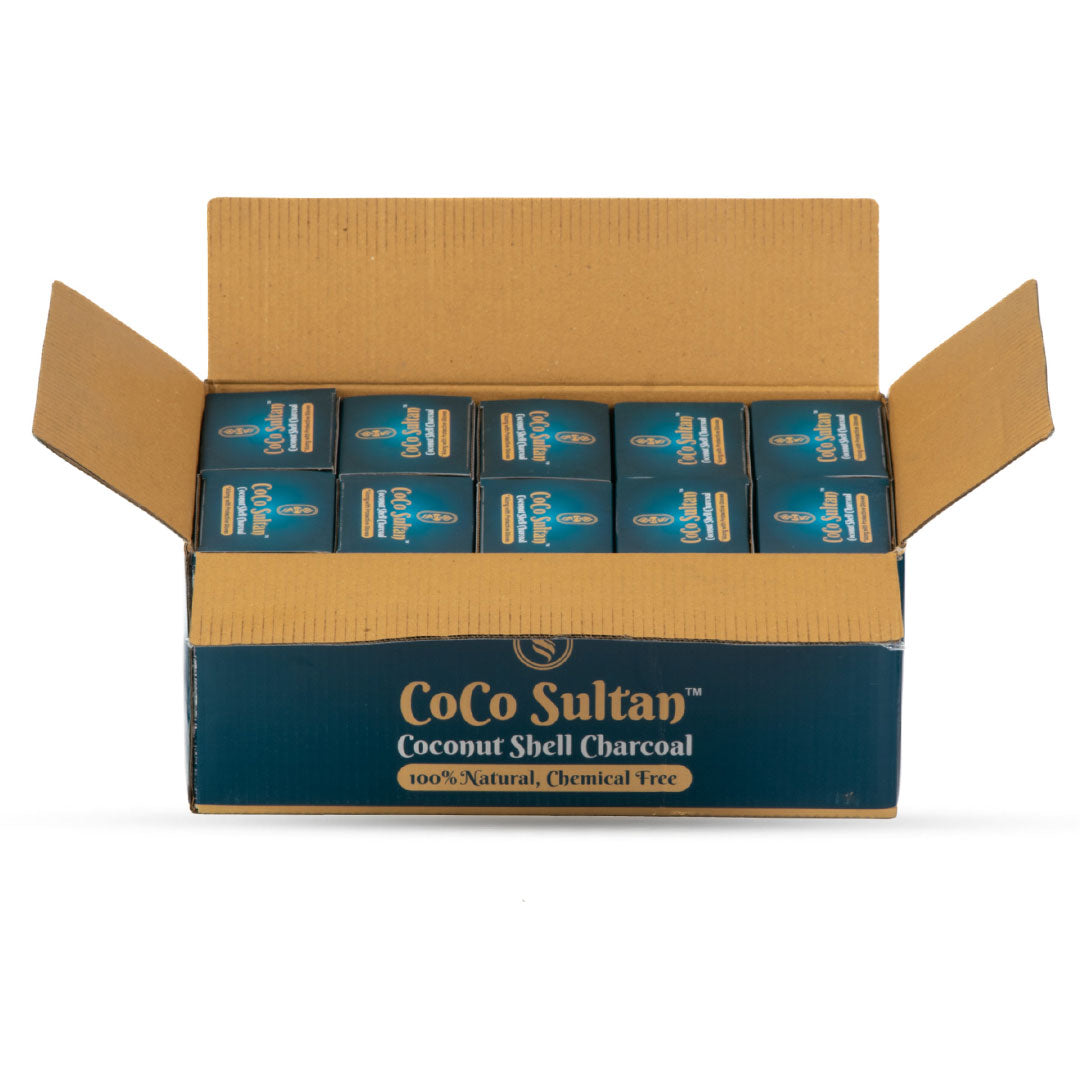 Pack of 10kg (Peti) - COCO Sultan Coconut Coal (72pcs Each 1 kg)