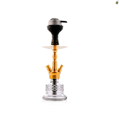 COCOYAYA Coco Mini Hookah with Light Grey Bag - Gold Stem / Transparent Base