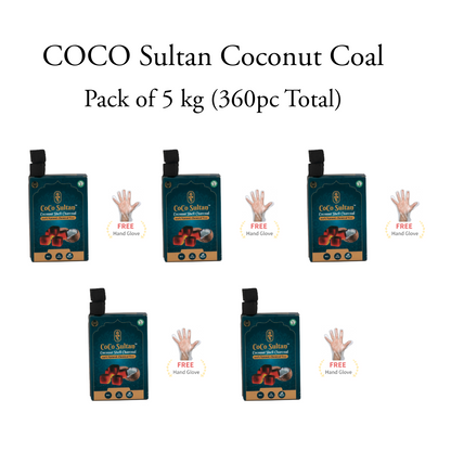 हुक्का के लिए COCO सुल्तान नारियल कोयला - 5 किलो का पैक (360 पीसी) 
