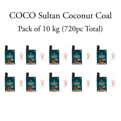 Pack of 10kg (Peti) - COCO Sultan Coconut Coal (72pcs Each 1 kg)