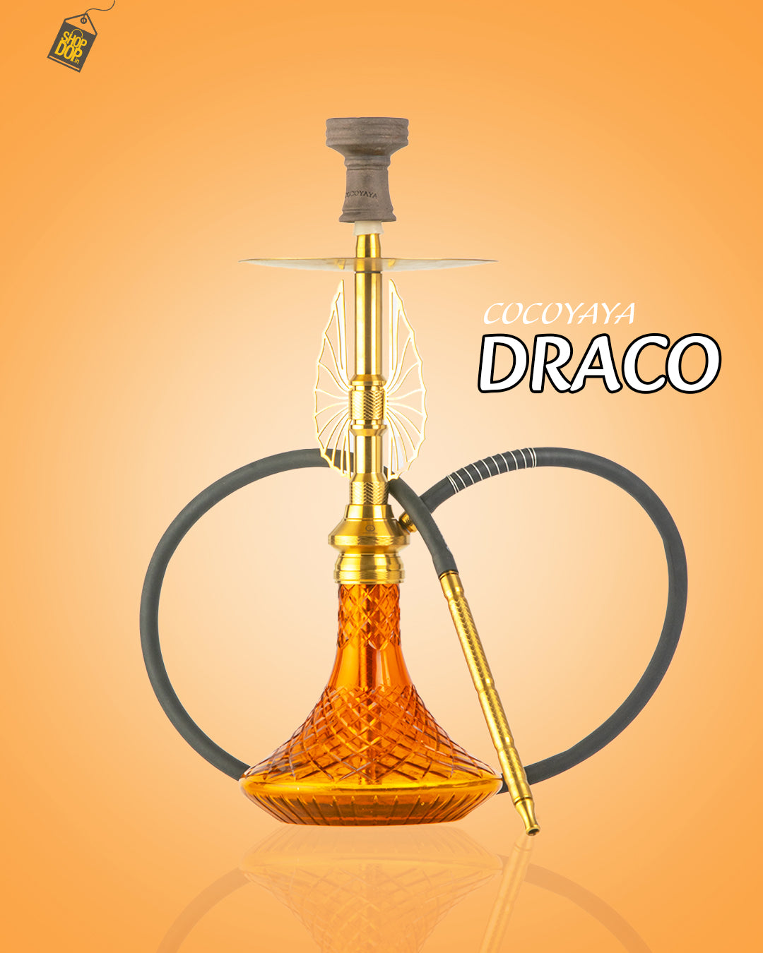 COCOYAYA Draco Hookah - Golden Stem / Amber Base