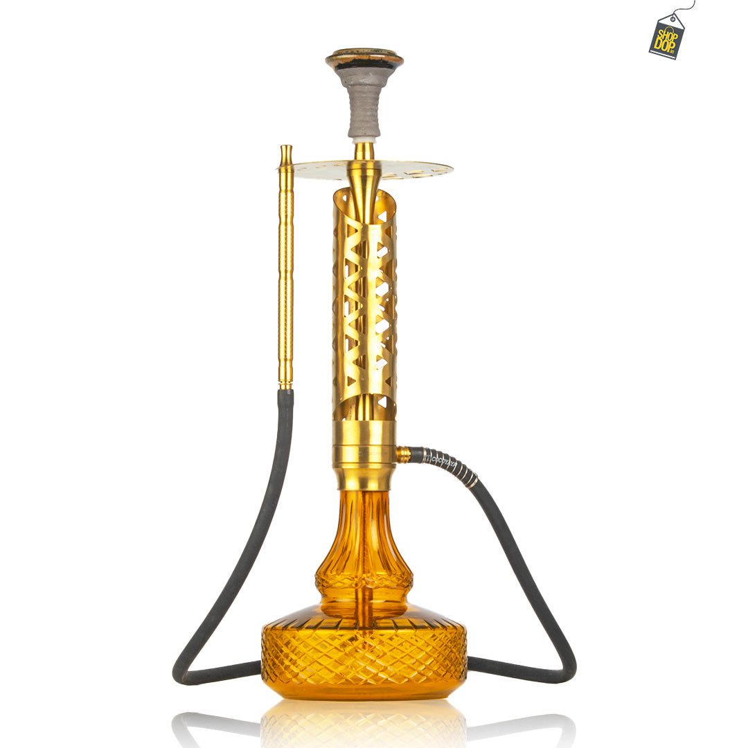 COCOYAYA Crucio Hookah (Ferro Series) - Gold Stem / Amber Base