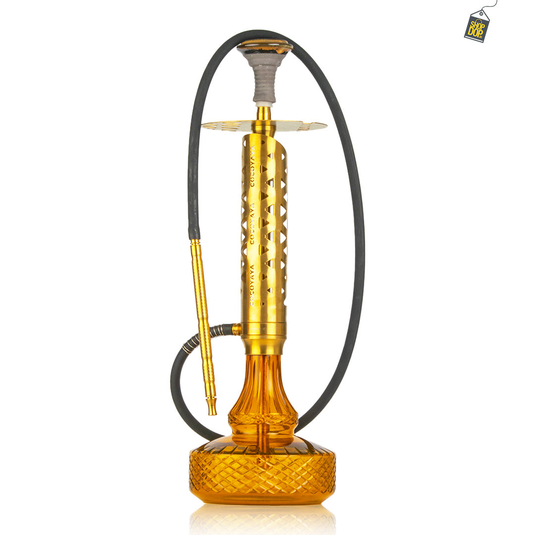 COCOYAYA Crucio Hookah (Ferro Series) - Gold Stem / Amber Base