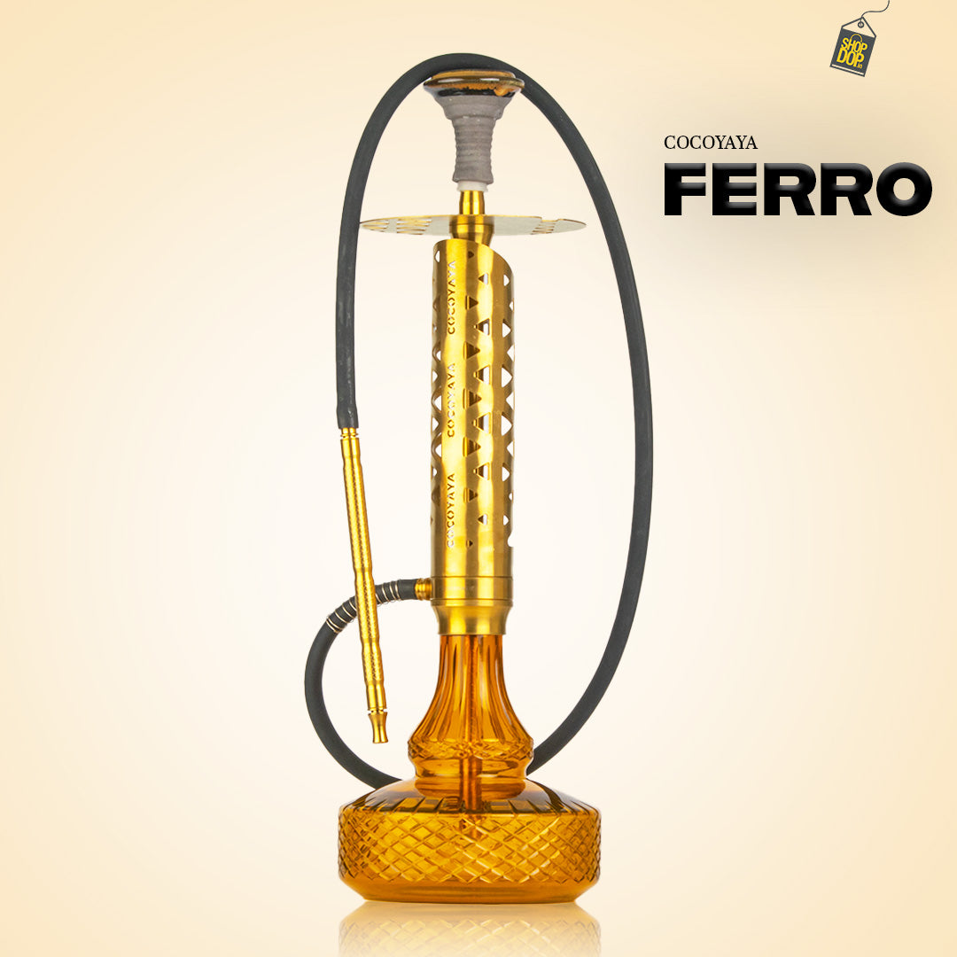 COCOYAYA Crucio Hookah (Ferro Series) - Gold Stem / Amber Base