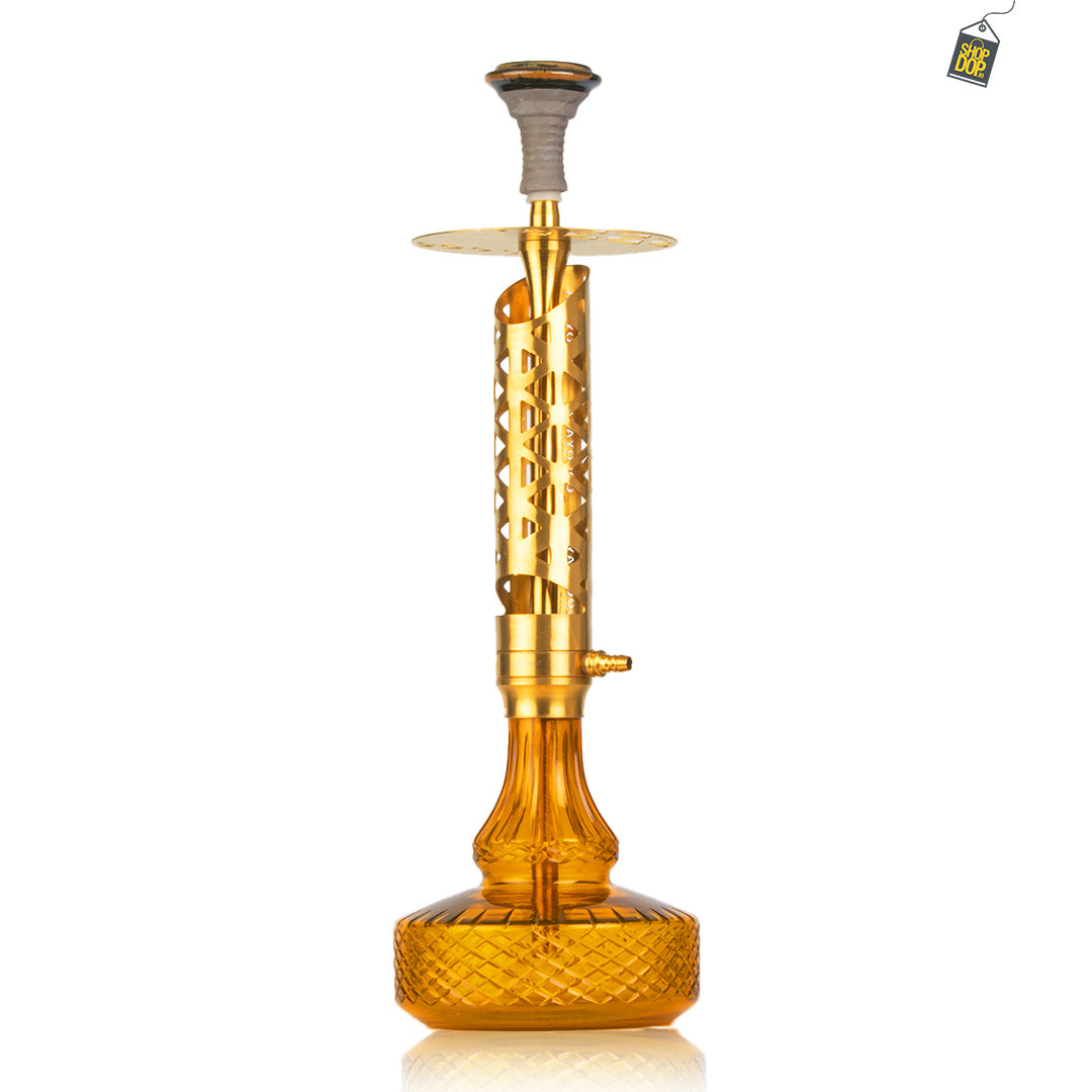 COCOYAYA Crucio Hookah (Ferro Series) - Gold Stem / Amber Base