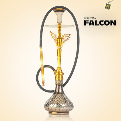 COCOYAYA Falcon Hookah (Angel Series) - Gold Stem / Cut Glass Base