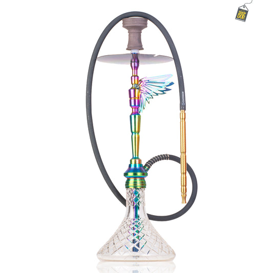COCOYAYA Falcon Hookah (Angel Series) - Rainbow Stem / Gold Base
