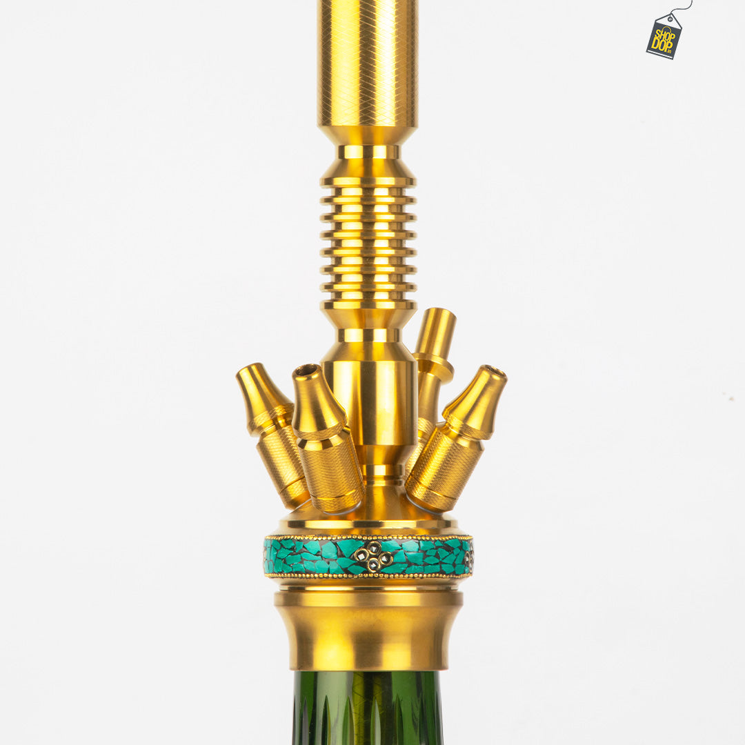 COCOYAYA Great King Hookah - Gold Stem (Green Base)