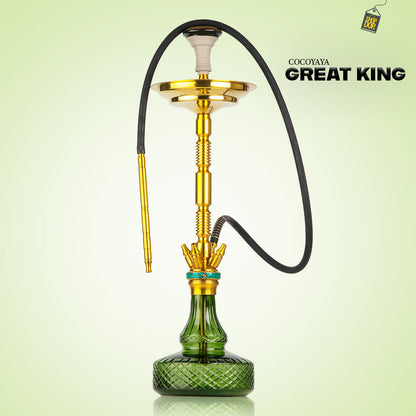 COCOYAYA Great King Hookah - Gold Stem (Green Base)