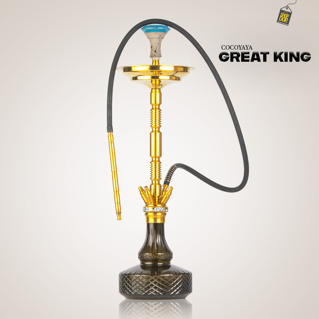 COCOYAYA Great King Hookah - Gold Stem (Black Base)