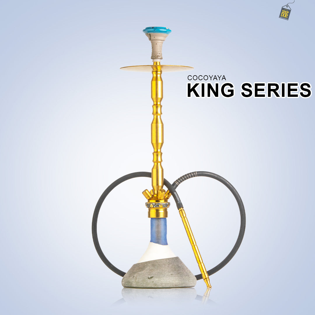 COCOYAYA King Series Hookah - Gold Stem (Ceramic Base & Printed Plate)