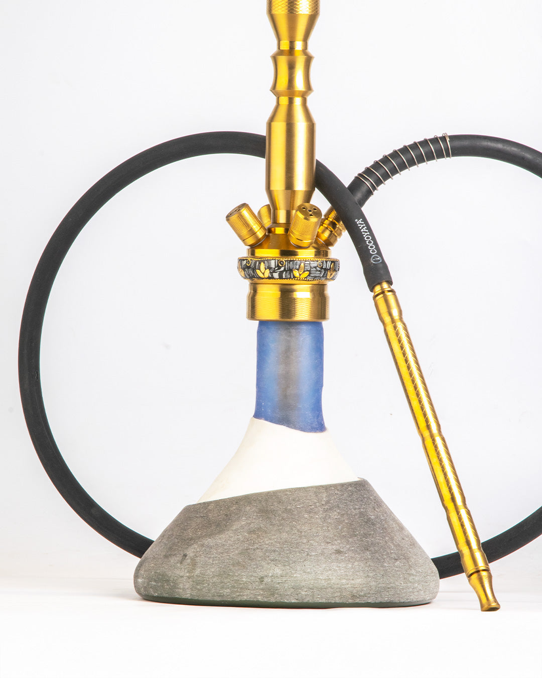 COCOYAYA King Series Hookah - Gold Stem (Ceramic Base & Printed Plate)