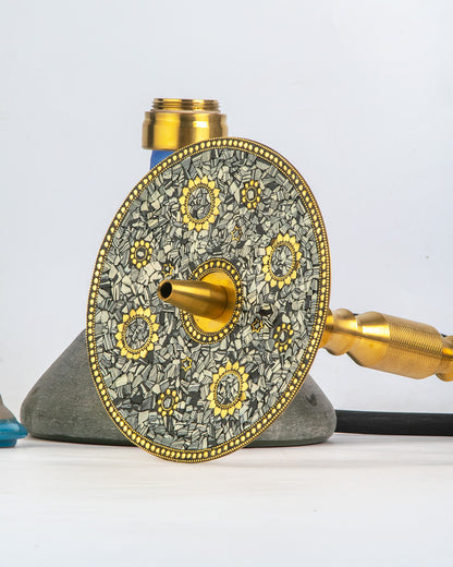 COCOYAYA King Series Hookah - Gold Stem (Ceramic Base & Printed Plate)